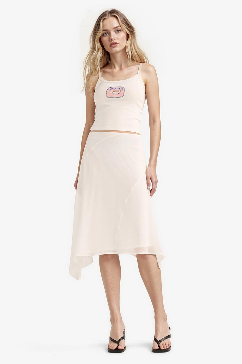 DeFacto White Woman A Line Chiffon Normal Waist Midi Skirt Casual - Image 1